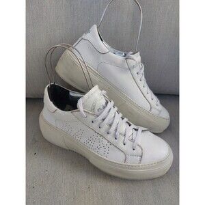 P448 Italian Leather White Made In Italy Platform Sneakers Shoes Sz. 40